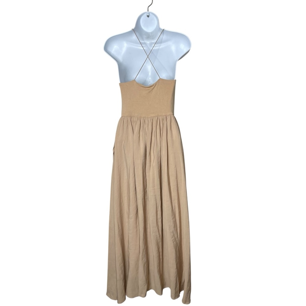 Commense Open Back Midi Tank Dress Apricot Beige - Picture 3 of 13